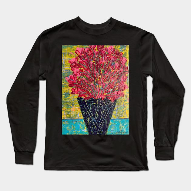 Exploding from Navy Vase Long Sleeve T-Shirt by Leslie Pino Durant